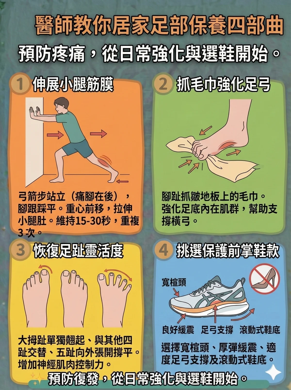 蹠骨痛居家足部保養四部曲
