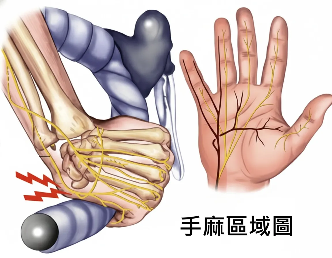 手腕尺神經壓迫麻痛範圍