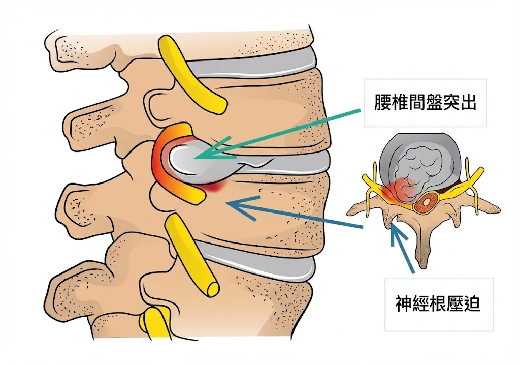 脊椎椎間盤突出構造圖