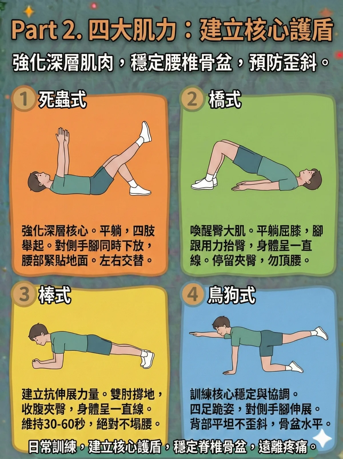 下交叉症候群的肌力訓練動作