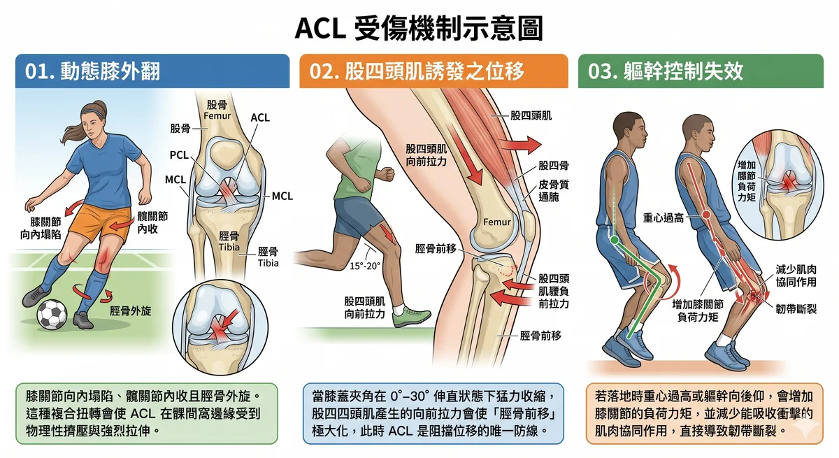 ACL 撕裂的受傷機轉